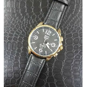 Trade Shop - Orologio Da Polso Zcc Z001 Uomo Dorato Automatico Data Cinturino Pelle Nero Nero -
