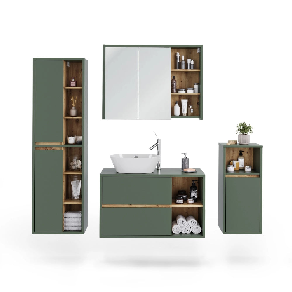 Vicco Set di mobili da bagno Verde/Artigianale 4 parti
