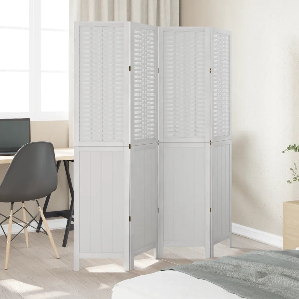 Divisorio Ambienti | Divider per stanze | Paravento 4Pannelli Bianco Legno Massello di Paulownia