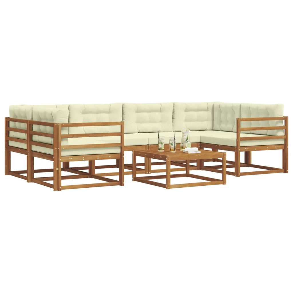 Set di divani da esterno con cuscino 7 pcs Naturale e Crema 3367248