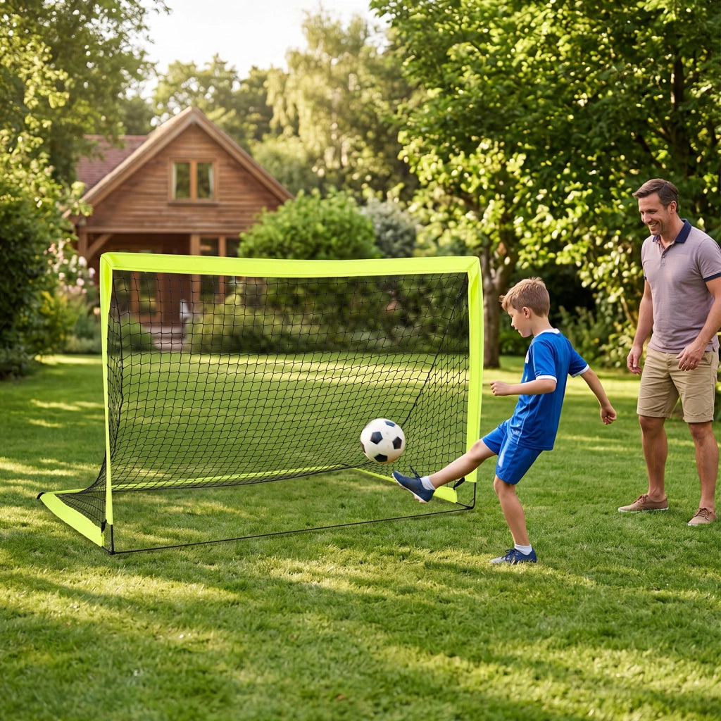 Set di 2 porte da calcio per bambini aste in fibra di vetro tessuto oxford, Porta da calcio facile montaggio con picchetti L