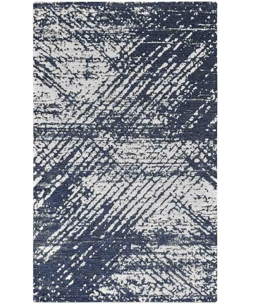 Tappeti Arredo ESSENZA BLU disegno moderno astratto contemporaneo, multiuso lavabile antiscivolo cm.65x110 (Coppia)