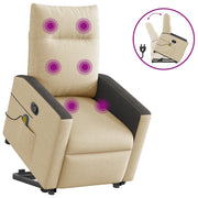 Poltrona Alzapersona Massaggiante | Sedia Relax Reclinabile Crema in Tessuto