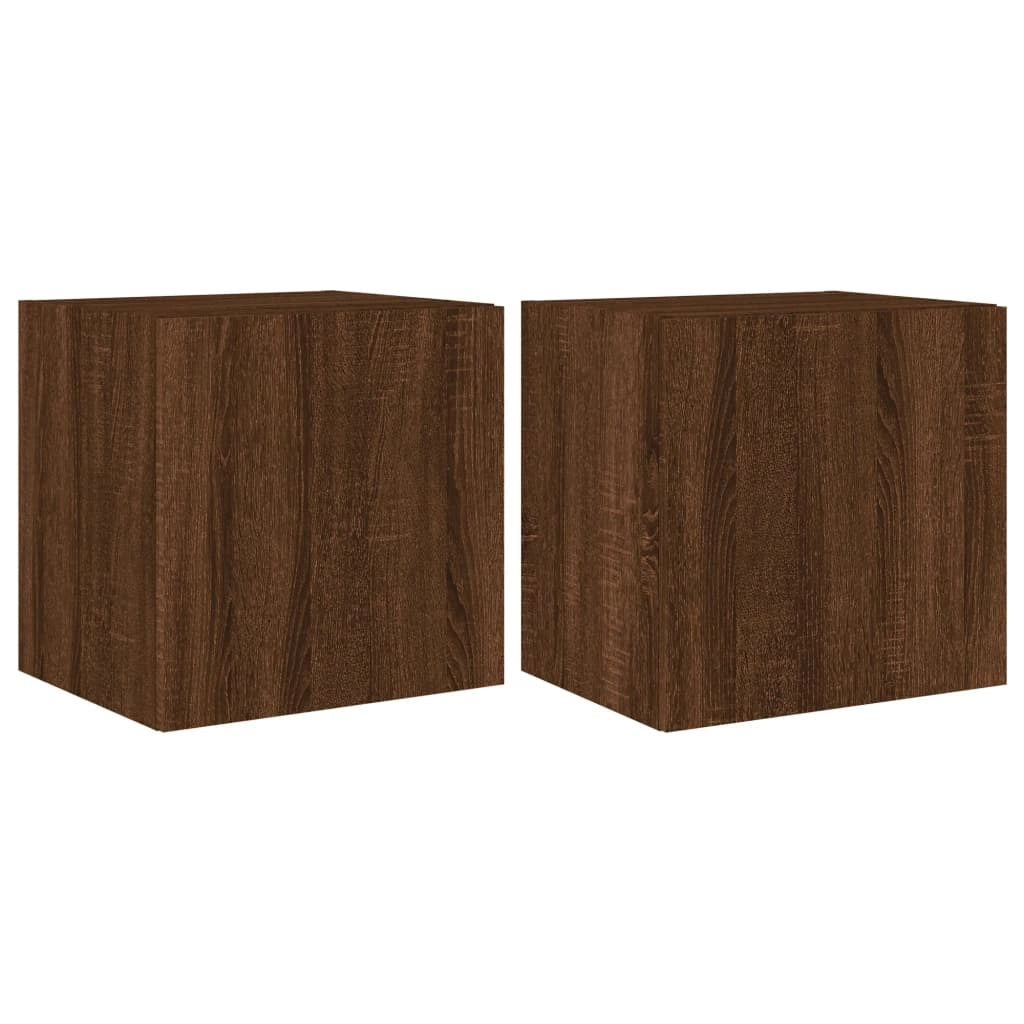 Mobile TV multimediale da parete mensola TV credenza TV per sala da pranzo soggiorno camera da letto con luci LED 2 pezzi rovere 40,5 x 35 x 40 cm marrone 02_0029162