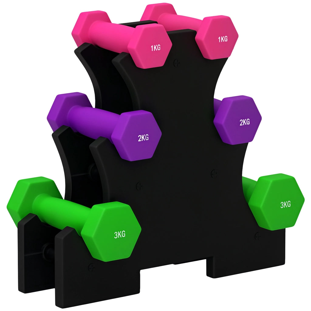 Set di manubri esagonali con supporto ¨C zephmum ¨C 1kg 2kg 3kg multicolor