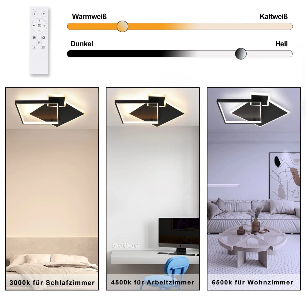 ZMH Lampada da soffitto LED design moderno metallo telecomando per soggiorno