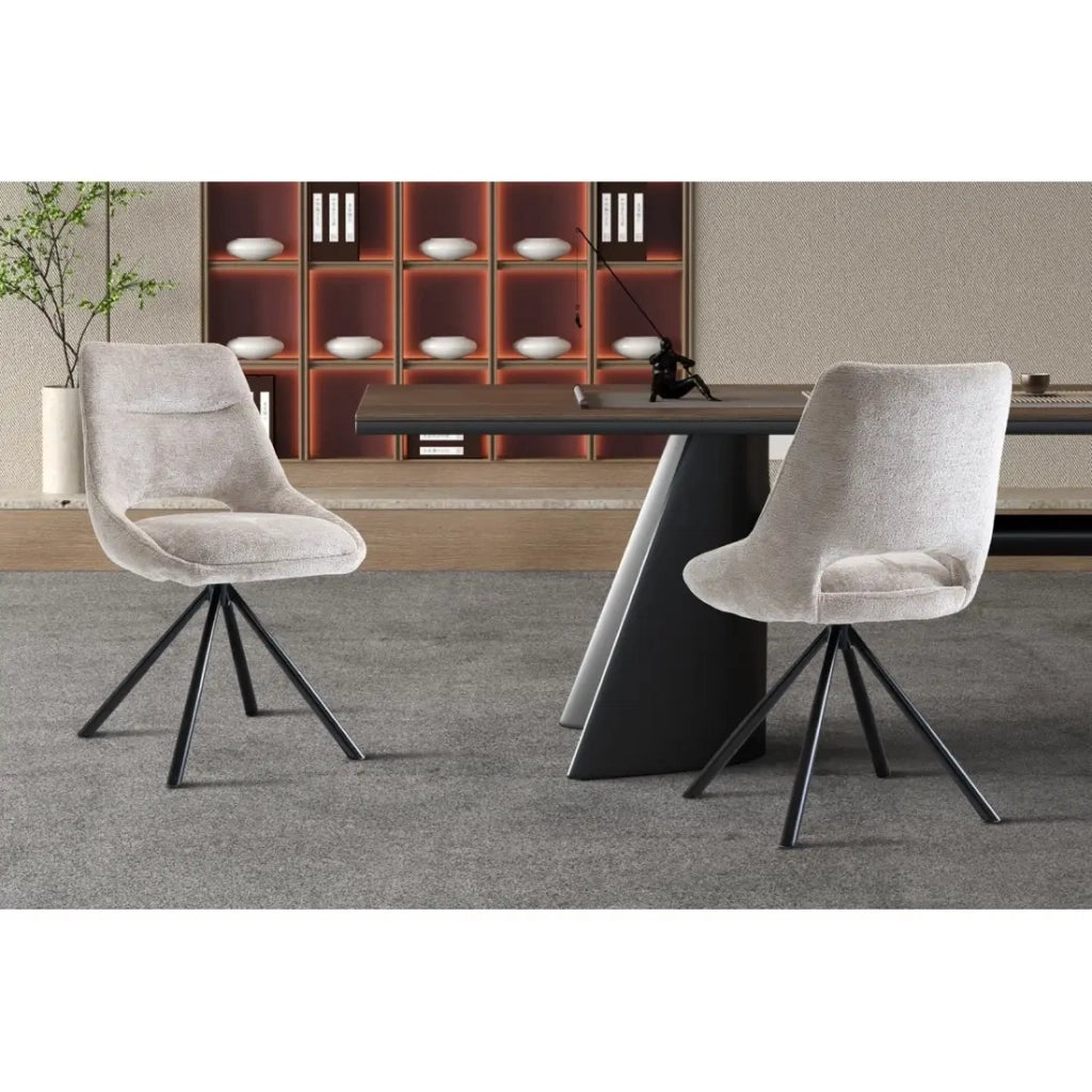 Set di 2 sedie YUMENA – Tessuto beige – Gambe in metallo – Design minimalista – Eleganza naturale e contemporanea