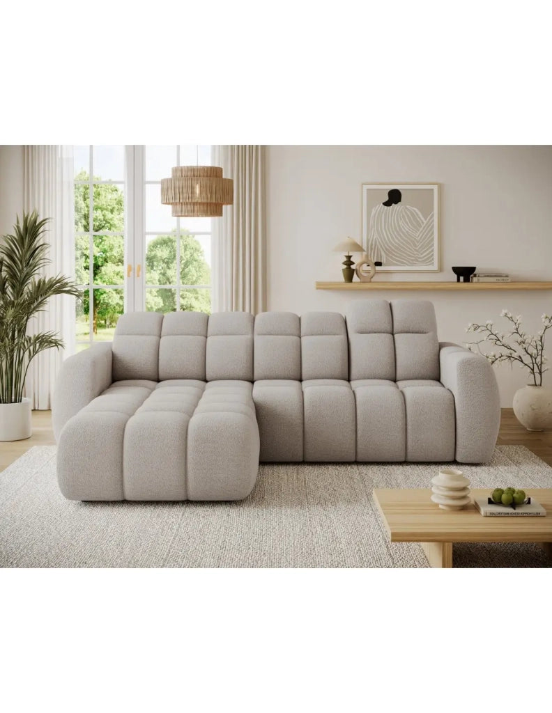 Divano ad angolo elettrico FANOTI 3 posti beige – angolo sinistro
