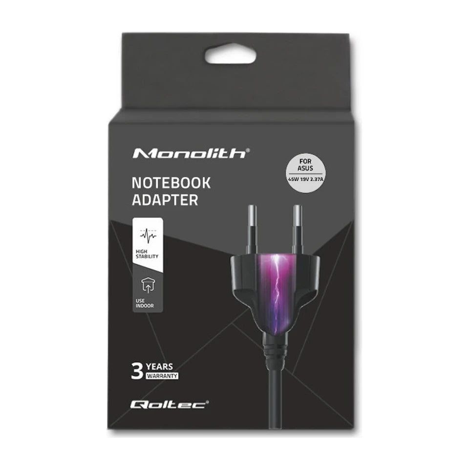 Adattatore di alimentazione Qoltec 51506 per Asus | 45W | 19V | 2.37A | 4.0*1.35 | + cavo di alimentazione