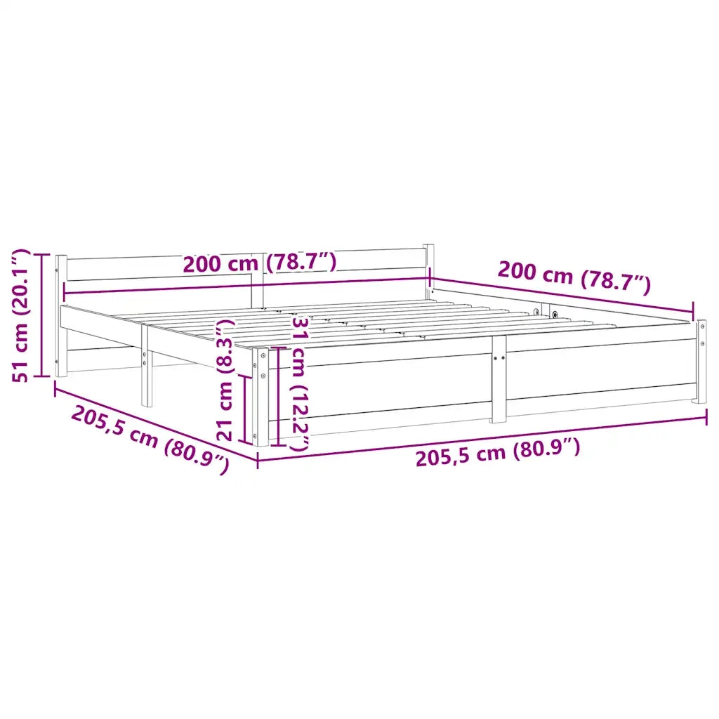 Giroletto senza Materaso Ambra in Legno Massello 200x200 cm 815067