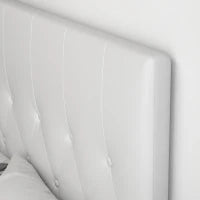 Testiera Letto Matrimoniale Imbottita con Design a Bottoni, in Pelle PU e MDF, 160x7x120 cm, Bianco