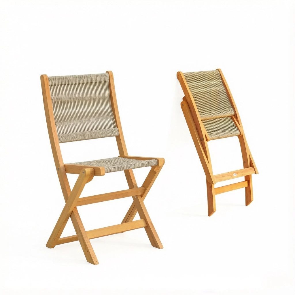 SEDIA DA GIARDINO PIEGHEVOLE 48x55,5x88 cm Beige/Naturale Set da 2 pezzi