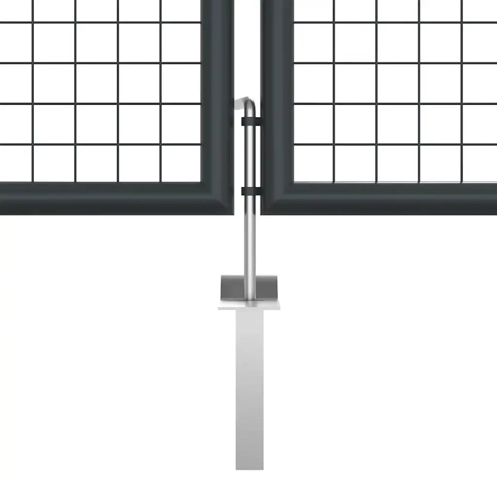 Cancello da Giardino in Rete di Acciaio Zincato 400x125 cm Grigio 145778