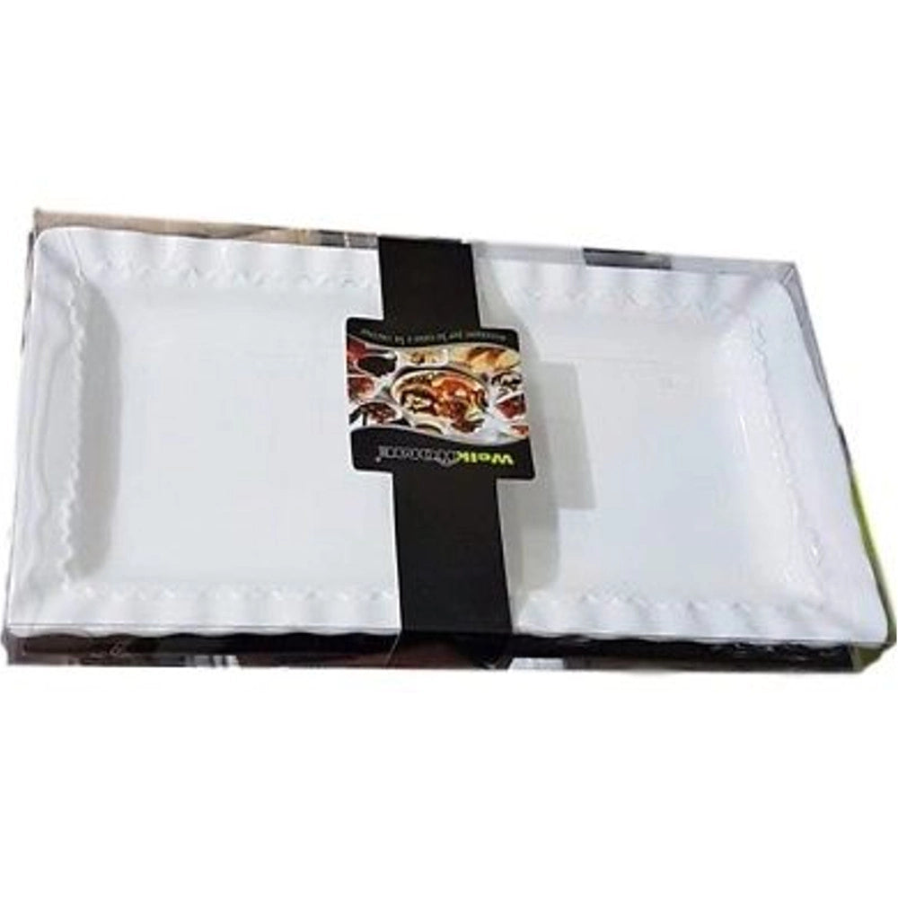 Trade Shop - Vassoio In Ceramica Bianco Piatto Da Portata Rettangolare Dim. 31,5x17,5cm Bar -
