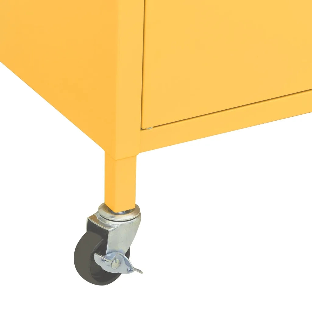Mobile contenitore mobile con ripiano regolabile 60 x 35 x 56 cm acciaio color giallo senape 02_0046896