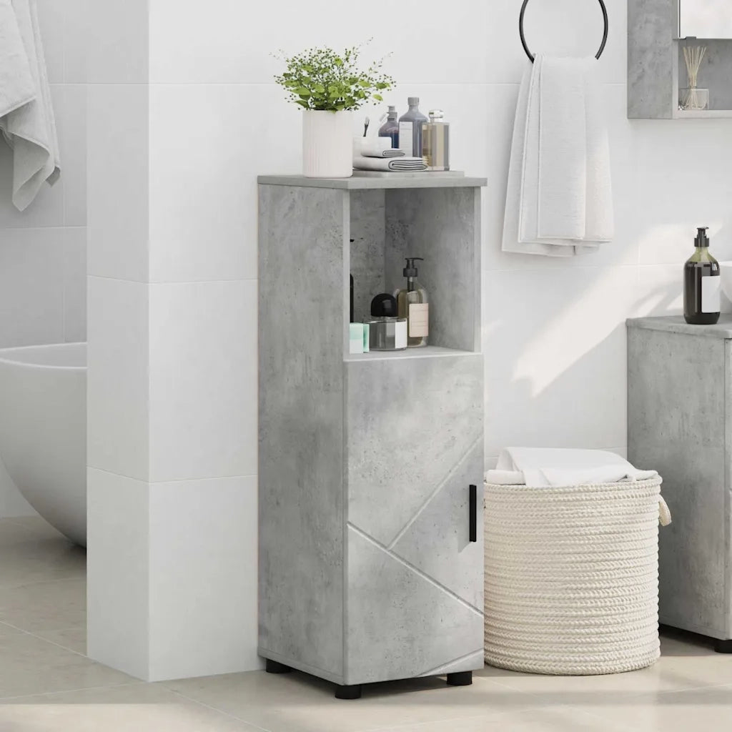 Mobile da Bagno con porta Grigio cemento 30 x 35 x 95 cm