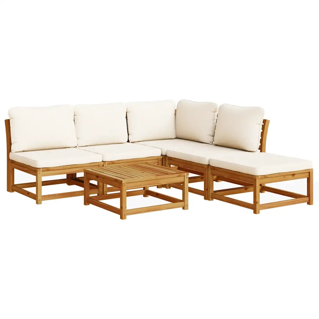 Set Salotto da Giardino 6 pz con Cuscini in Massello di Acacia 3214301