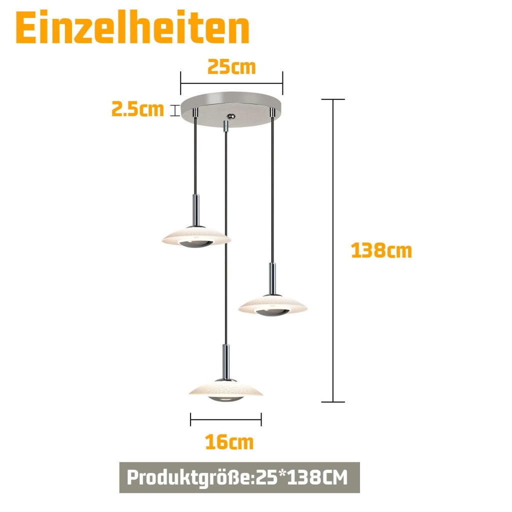 Lampada a sospensione ZMH LED in metallo cromato vetro sala da pranzo 3000K per camera da letto e cucina