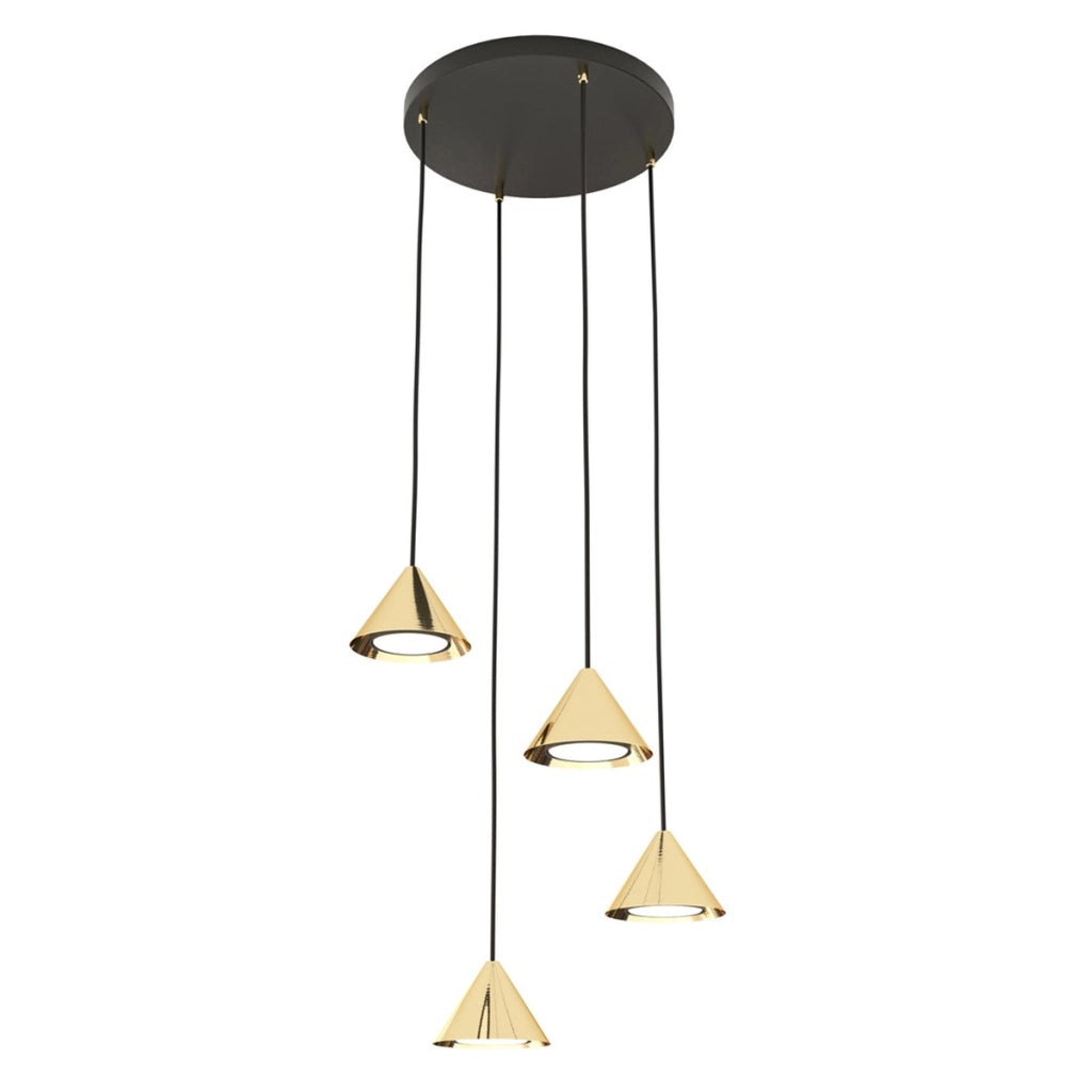 Lampada a sospensione ELIT in acciaio oro e dettagli nero