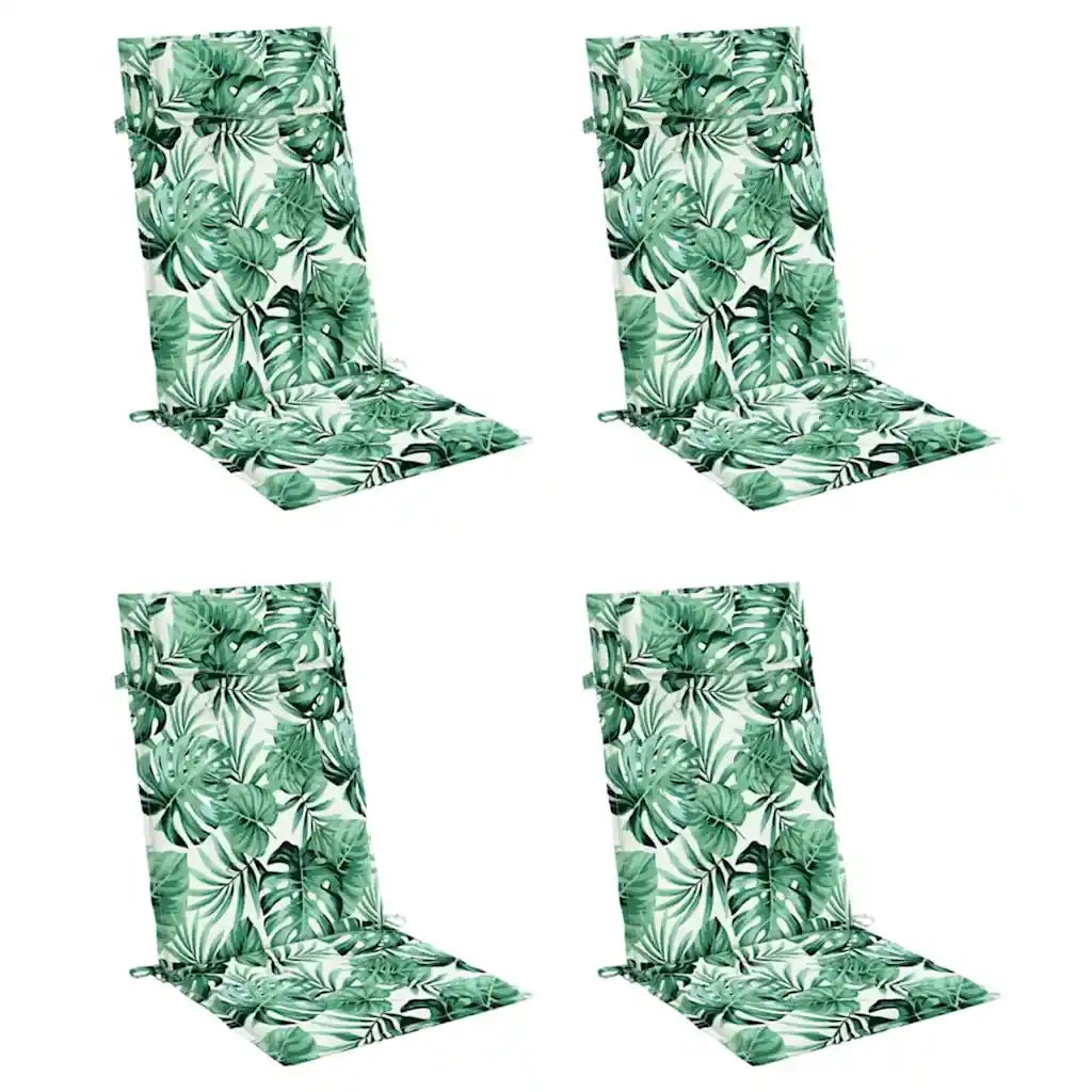 Cuscini Sedia Schienale Alto 4 pz Motivo Foglie Tessuto Oxford 361911