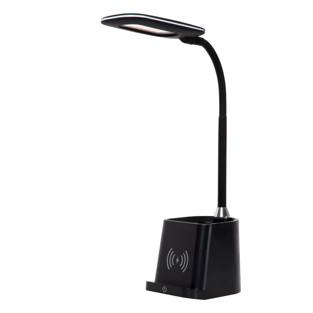 Lampada scrivania Qi portapenne nera LED 4,7W Lucide