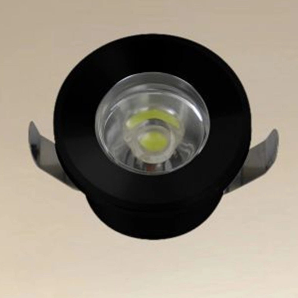 Trade Shop - Faretto 1w Led Incasso A Soffitto Ip20 Nero Mini Spot Segnapassi Luce Calda 00304 -