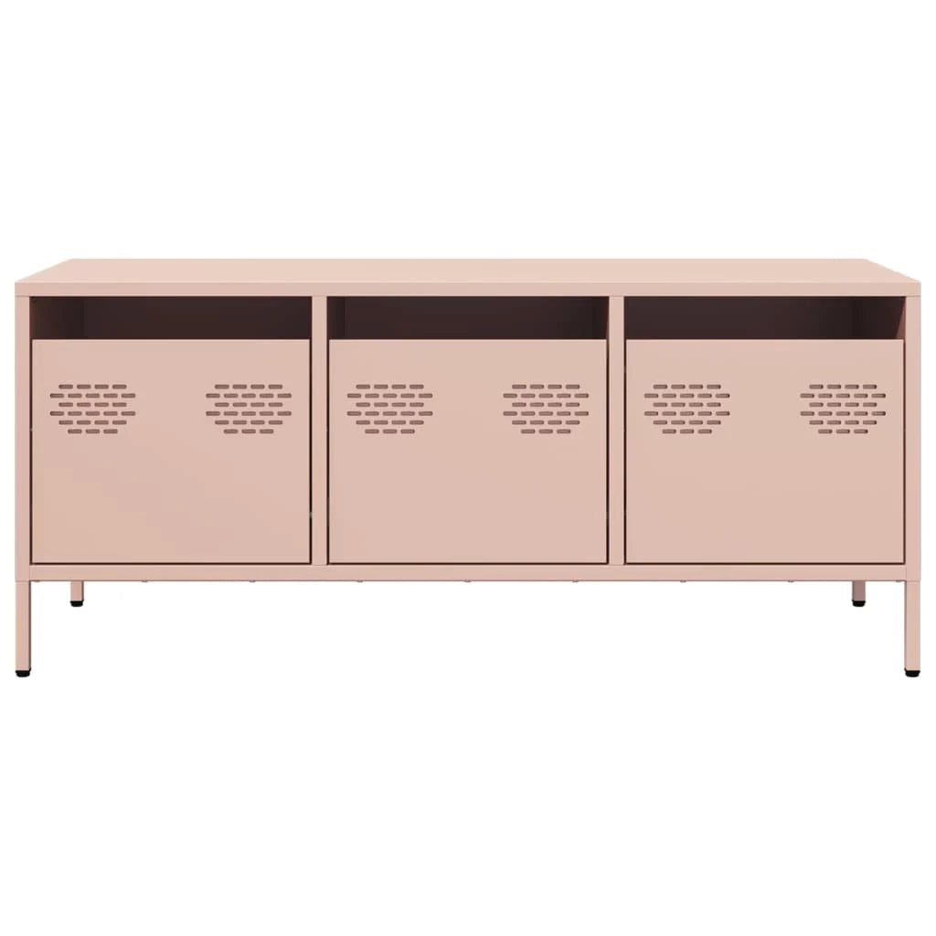 Mobile TV multimediale scaffale TV credenza TV sala da pranzo soggiorno camera da letto rosa 101,5 x 39 x 43,5 cm acciaio laminato a freddo rosa 02_0028287