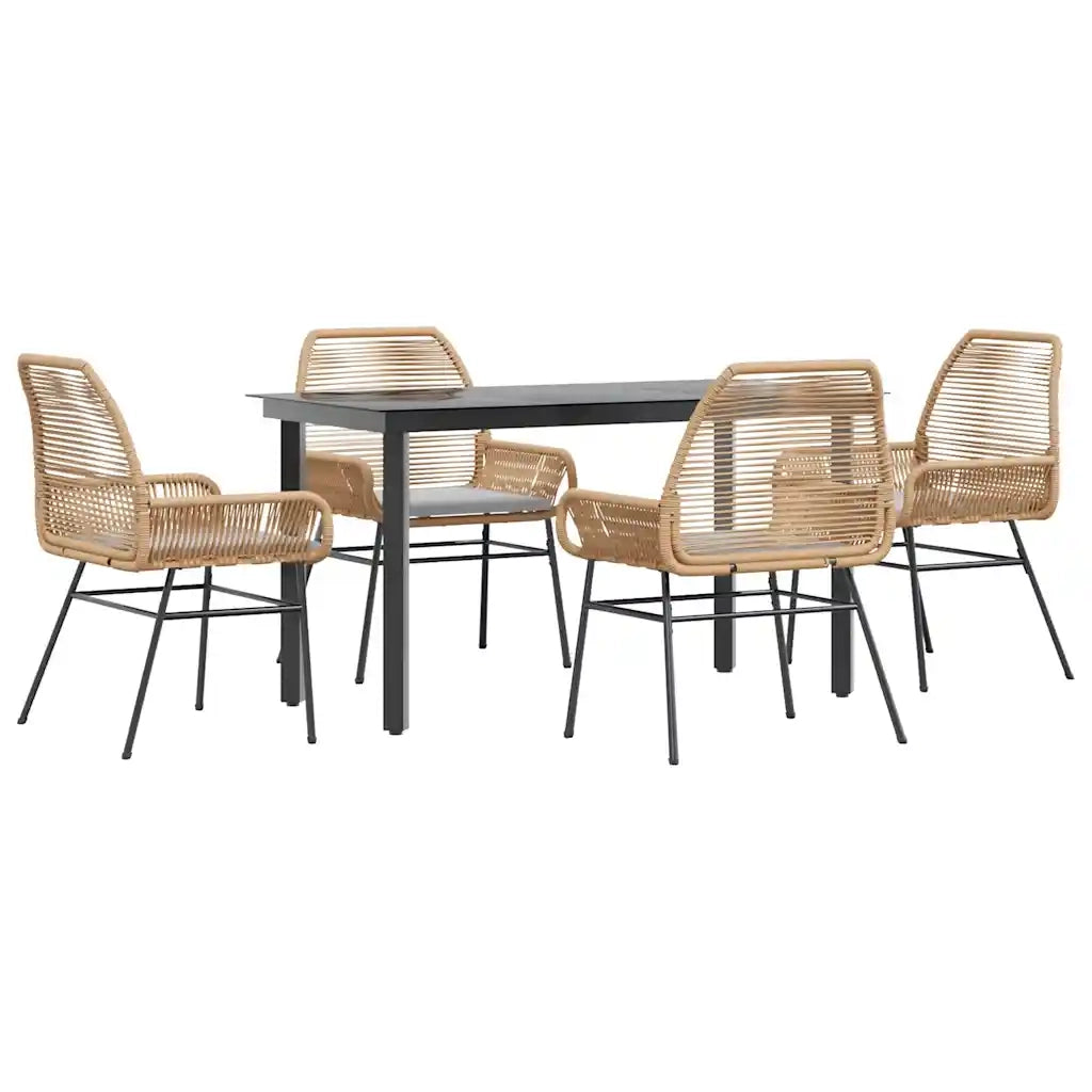 vidaXL Set da Pranzo da Giardino 5pz con Cuscini Polyrattan Vetro