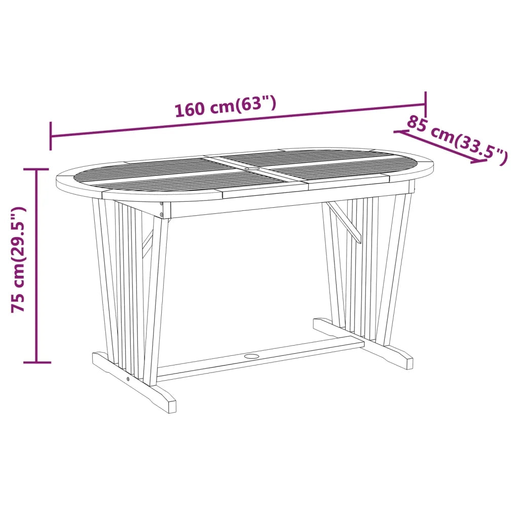 Set da Pranzo per Giardino 7 pz in Legno Massello di Eucalipto cod mxl 42720
