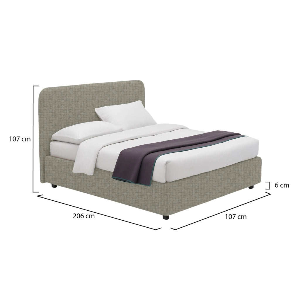 Reading, Letto Singolo Sfoderabile Made in Italy, Grigio