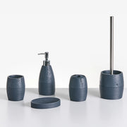 Set di 5 accessori per il bagno Dispenser per portasapone Spazzola da toilette Porta spazzolini Beige blu scuro elegante