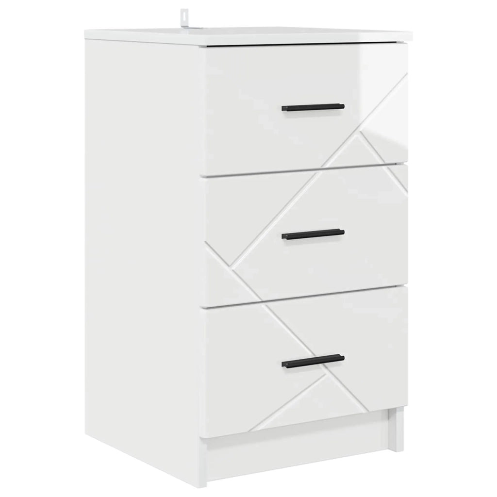 Armadio da Notte con cassetto Bianco lucido 38 x 38 x 66 cm 883378