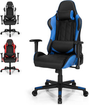 Sedia Gaming, Sedia Girevole con Regolabile Confortevole Supporto Poggiatesta e Lombare, Sedia Computer Comodo Materiale in Cotone di Alta Qualità, Carico di 150 kg, 3 Colori (blu)