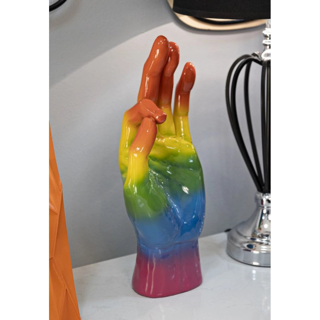 Scultura Mano, Multicolore, Poliresina, 16x10,5x36 cm