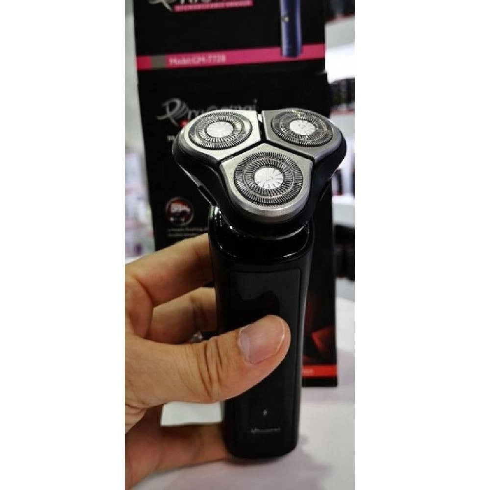 Trade Shop - Rasoio Elettrico Gm7728 A Batteria 3 Testine Professionale Barba Capelli Cordless -