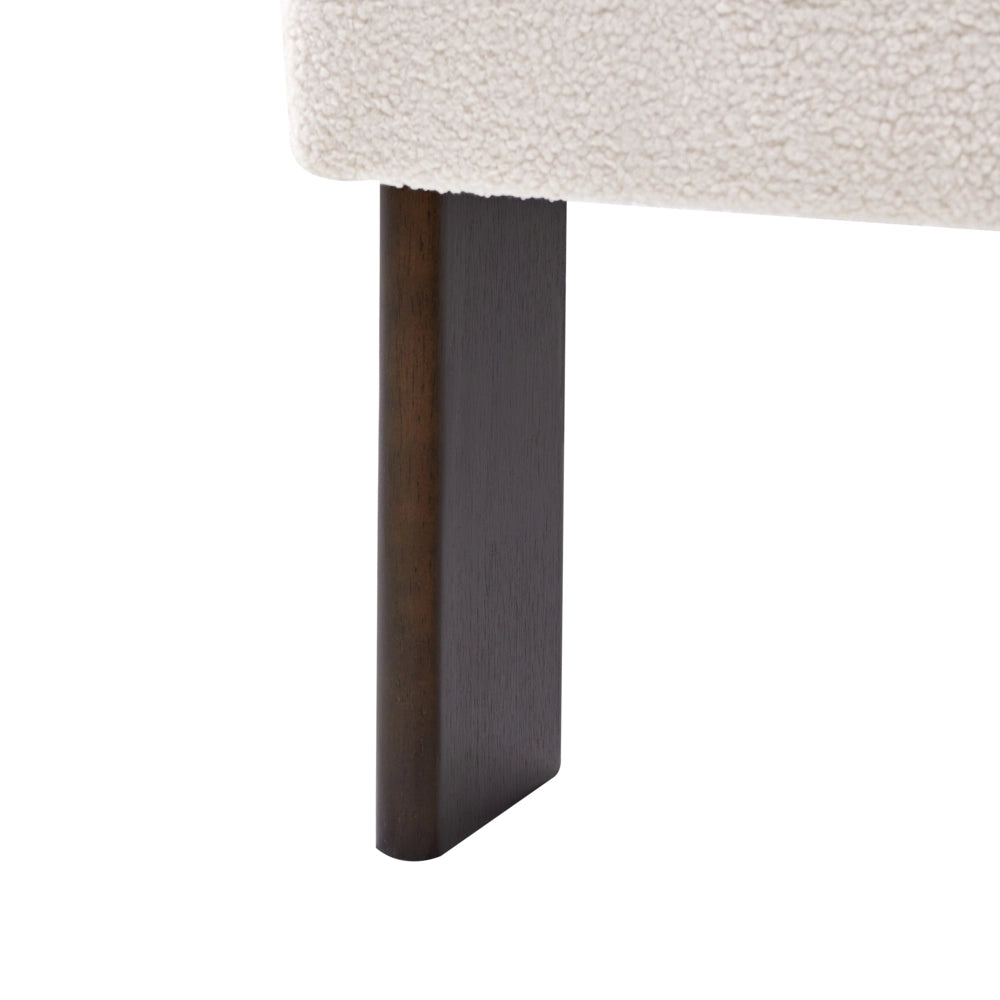 Poltrona bianco sporco e marrone scuro con rivestimento in bouclé design retrò gambe in legno per soggiorno