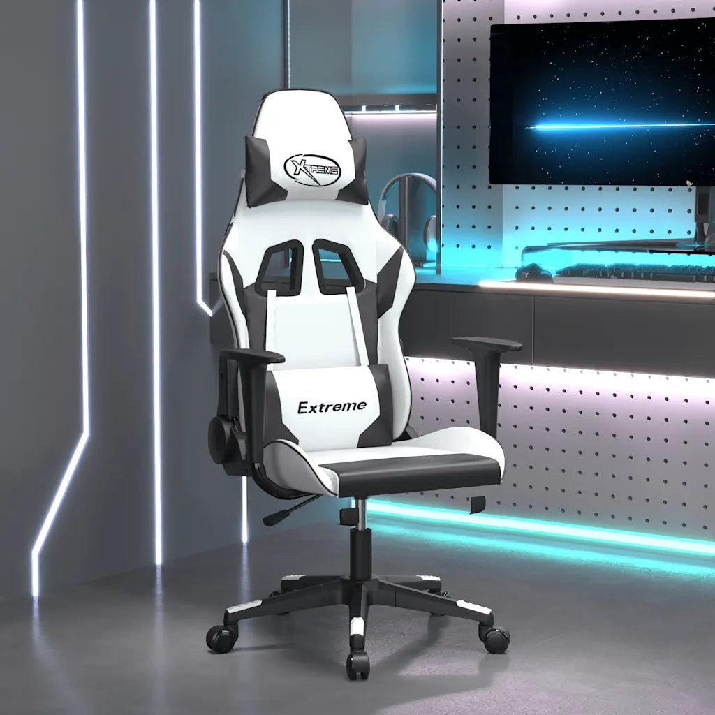 vidaXL Sedia da Gaming Bianco e Nero in Similpelle