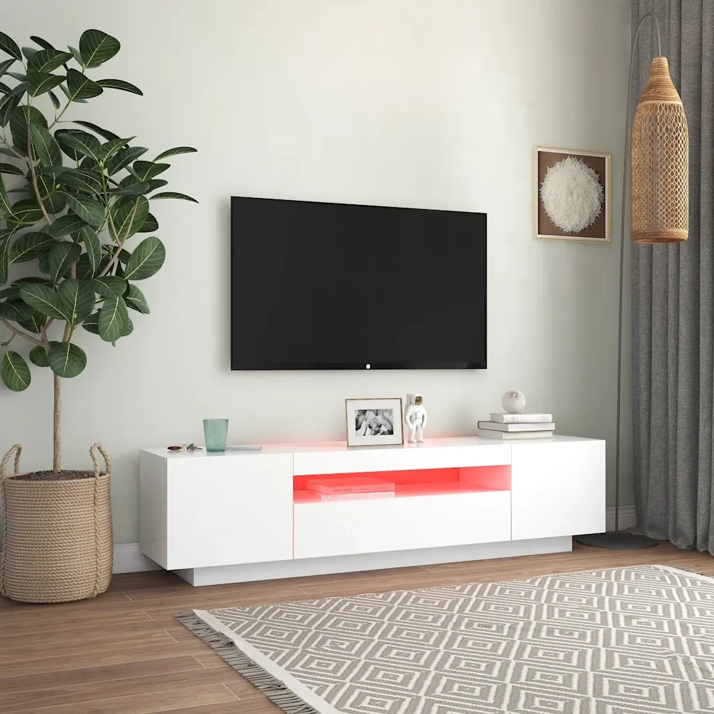 Mobile TV | Armadietto TV | Mobile Porta TV con Luci LED Bianco 160x35x40 cm