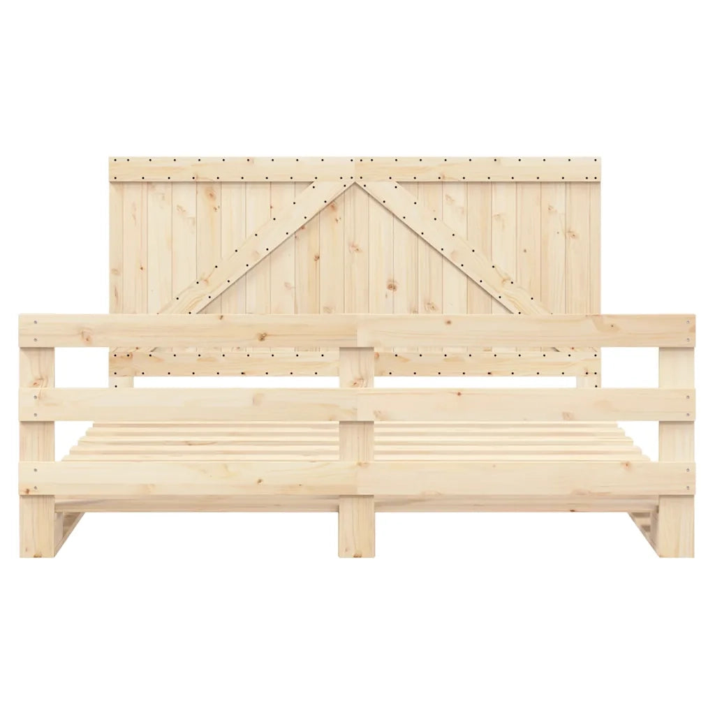 Giroletto con Testiera 200x200 cm in Legno Massello di Pino