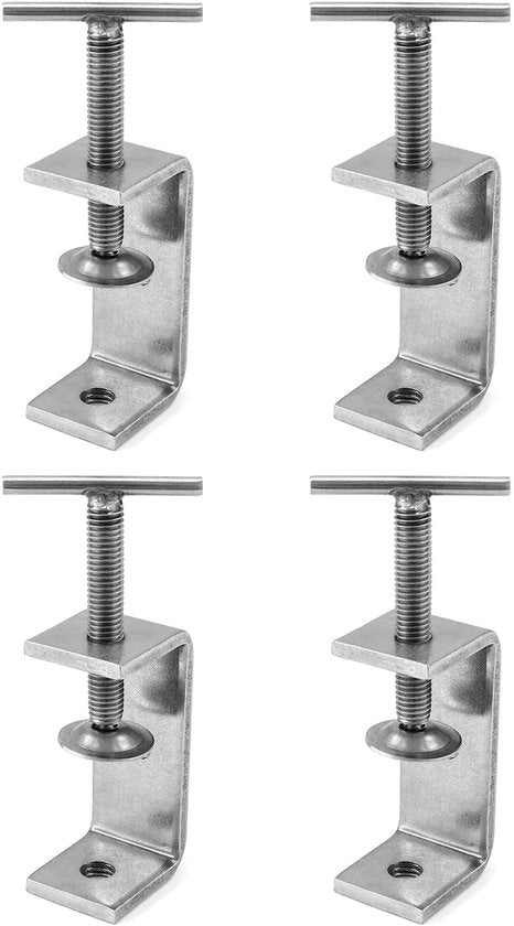 Pacco di 4 C-klem - Klemme in acciaio inossidabile - Klem pesante - per lavorazione del legno - manuale - apertura 65 mm