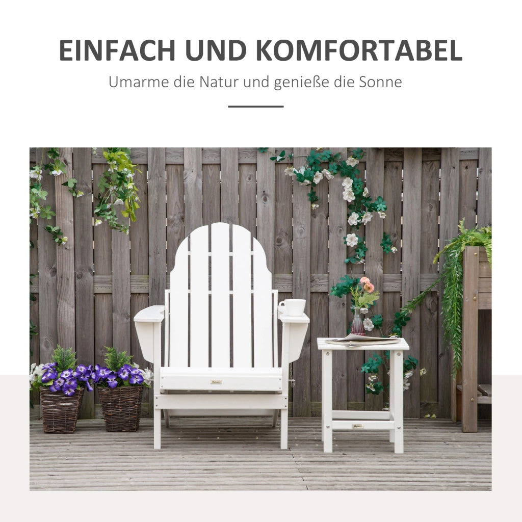 Sedia Adirondack pieghevole per balcone e giardino bianca