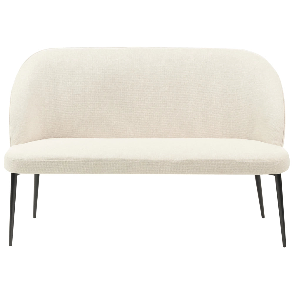 Divano da cucina Rivestimento in tessuto beige chiaro Struttura in metallo a 2 posti Gambe nere Panca