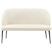 Divano da cucina Rivestimento in tessuto beige chiaro Struttura in metallo a 2 posti Gambe nere Panca