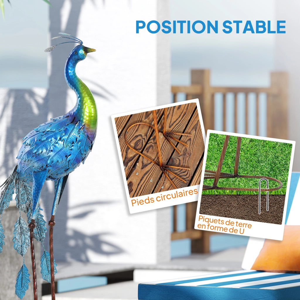 Statua Pavone Giardino ¨C zephmum ¨C Metallo Multicolore 40x43x83 cm