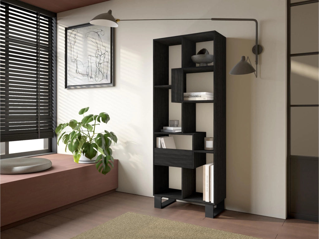 Libreria scaffale, 174x67x31, Design industriale, Nero RF4122