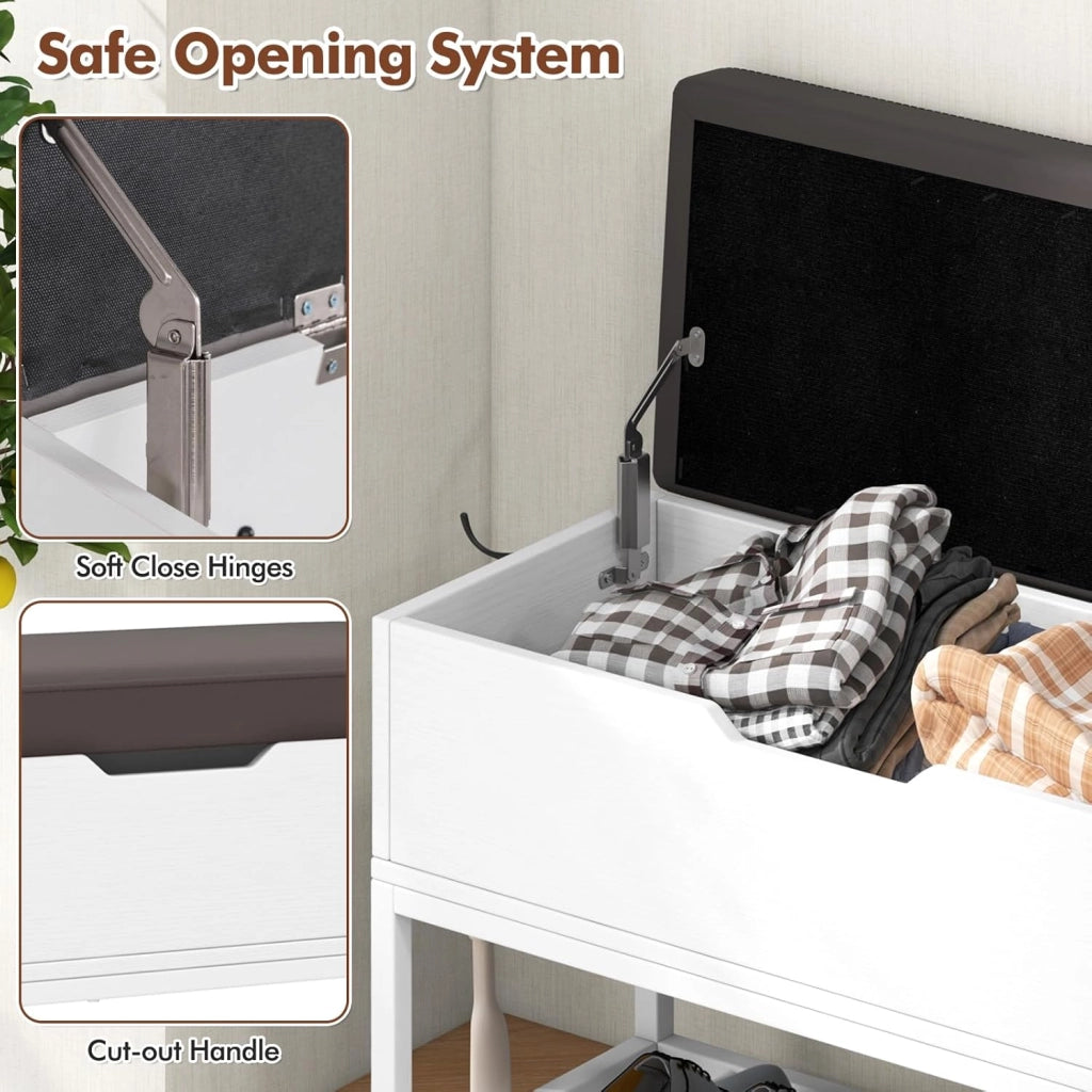 Scarpiera con Seduta, Porta Scarpe con Spazio Contenitivo, Panca da Ingresso con Cuscino, Coperchio a Ribalta e Ripiano Inferiore, Armadio Scarpe per Ingresso, Camera da Letto