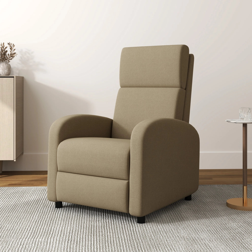 Poltrona Relax Reclinabile Manualmente a 160¡ã con Poggiapiedi in Tessuto, Beige