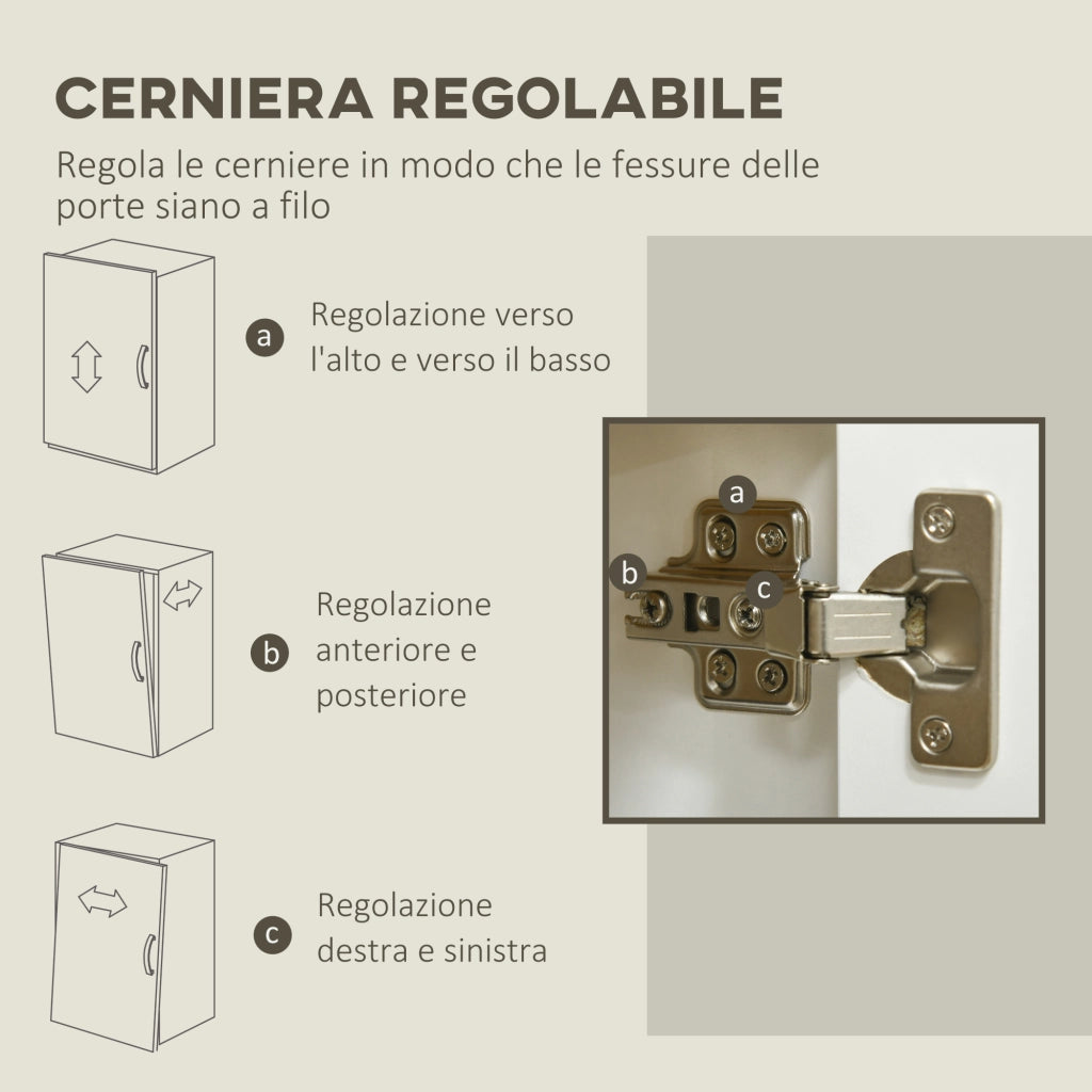 Cassettiera 2 Livelli con Ripiano Regolabile ¨C zephmum ¨C Bianco e Color Legno 120x37x75cm