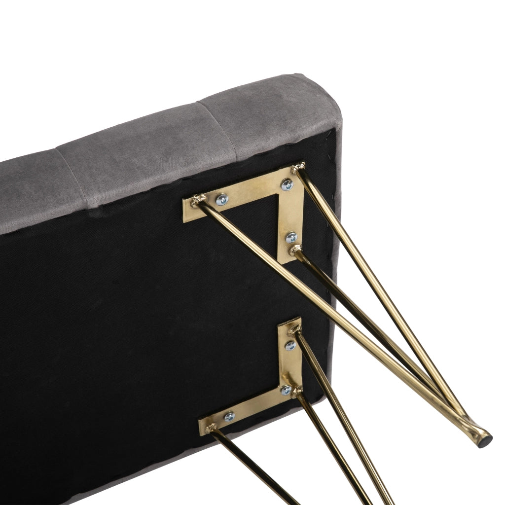 PANCA da ingresso 116 x 44,5 x 49 cm Velluto grigio con struttura in ferro