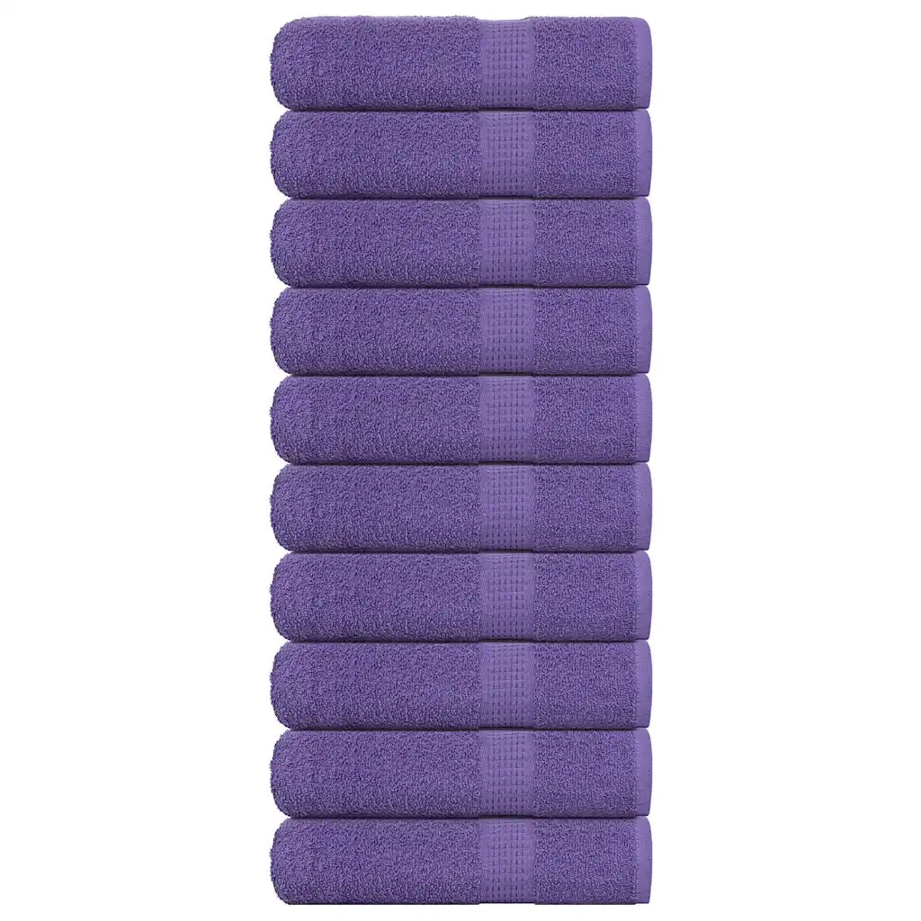 Asciugamani da Bagno 10pz Viola 100x150cm 360g/mÂ² 100% Cotone
